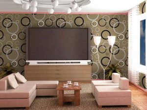 Backdrop TV Dengan Wallpaper Dinding